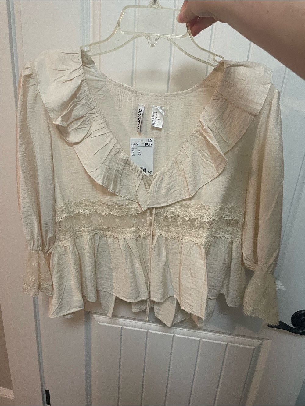 Doen inspired cream lace blouse NWT